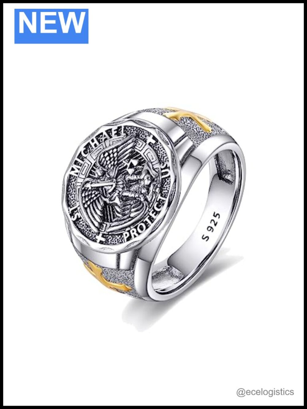 Sterling Silver Patron Saint Ring Religious Protector Signet Ring